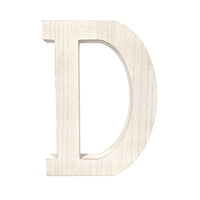 16" Distressed White Wash Wooden Initial Letter D Sculpture