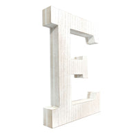16" Distressed White Wash Wooden Initial Letter E Sculpture