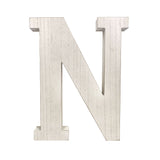 16" Distressed White Wash Wooden Initial Letter N Sculpture