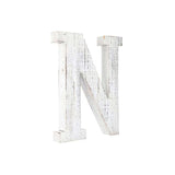 16" Distressed White Wash Wooden Initial Letter N Sculpture