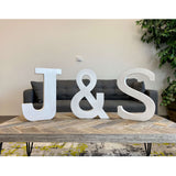 16" Distressed White Wash Wooden Initial Letter N Sculpture