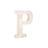 16" Distressed White Wash Wooden Initial Letter P Sculpture