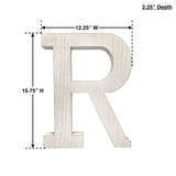 16" Distressed White Wash Wooden Initial Letter R Sculpture