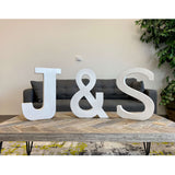 16" Distressed White Wash Wooden Initial Letter S Sculpture