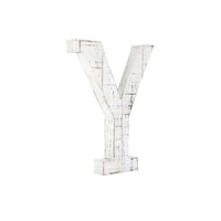16" Distressed White Wash Wooden Initial Letter Y Sculpture