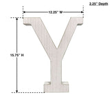 16" Distressed White Wash Wooden Initial Letter Y Sculpture