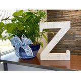 16" Distressed White Wash Wooden Initial Letter Z Sculpture