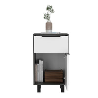Stylish and Contemporary Smokey Oak and White Bedroom Nightstand