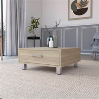 24" Light Off White Pine Manufactured Wood Rectangular Coffee Table