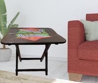 20" Dark Brown Solid Wood Nature Design Folding Portable End Table