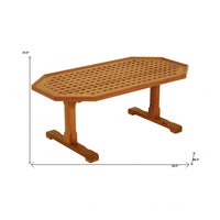 19" Brown Solid Teak Wood Hexagonal Coffee Table
