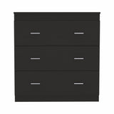 32" Black Wengue Manufactured Wood Three Drawer Standard Dresser