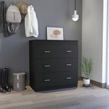 32" Black Wengue Manufactured Wood Three Drawer Standard Dresser
