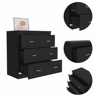 32" Black Wengue Manufactured Wood Three Drawer Standard Dresser