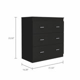 32" Black Wengue Manufactured Wood Three Drawer Standard Dresser