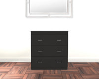 32" Black Wengue Manufactured Wood Three Drawer Standard Dresser