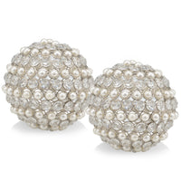 Set Of Two 5" Silver And Clear Faux Crystal Decorative Orb Sculptures