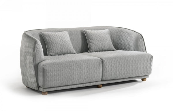 Modern 68" Light Gray Curved Back Quilted Loveseat