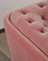 Stylish Pink Velvet  Loveseat With Diamond Tufts