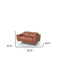 Urban 65" Brown Leather Adjustable Headrest Loveseat