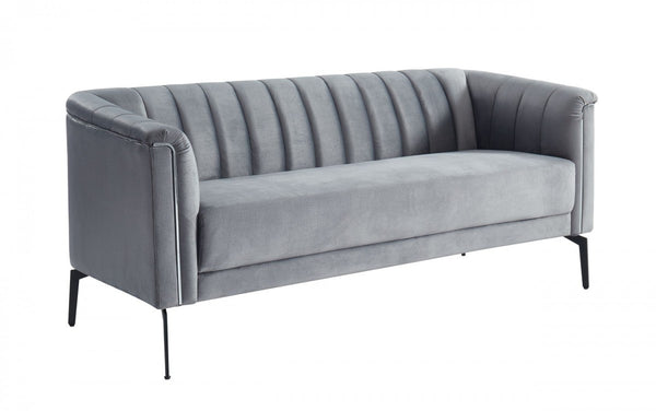 Urban 76" Grey Velvet Sofa With Tufted Back