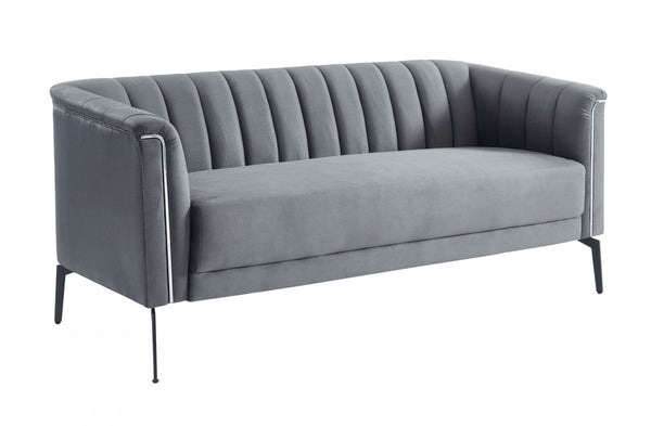 76" Dark Grey Three Person Standard Metal Legs Sofa