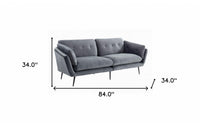 Modern 84" Dark Grey Sofa With Two Cushions