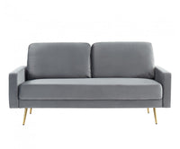 Compact 72" Grey Velvet Sofa With Two Cushions
