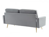 Compact 72" Grey Velvet Sofa With Two Cushions