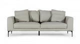 Contemporary 87" Light Grey Leather Sofa