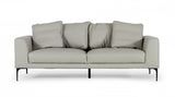 Contemporary 87" Light Grey Leather Sofa