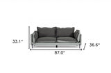 Modern 87" Two Tone Grey Sofa With Reversible Cushions