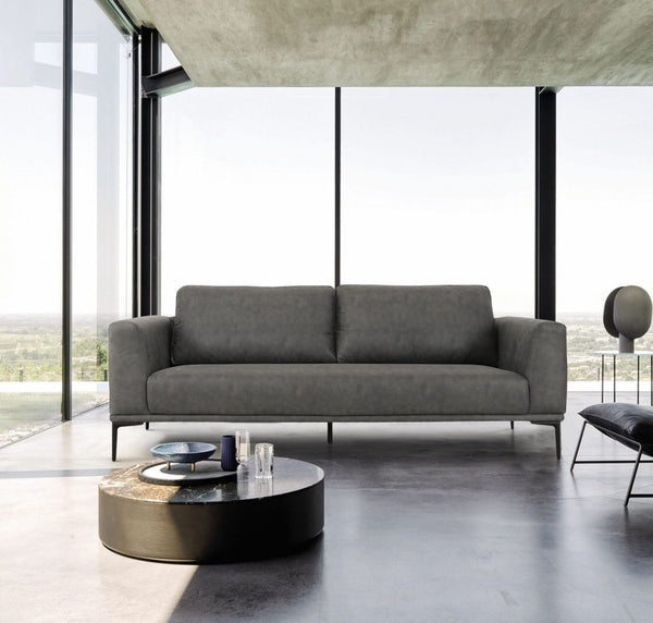 Modern 87" Dark Grey Sofa With Removable Back Cushions