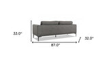Modern 87" Dark Grey Sofa With Removable Back Cushions