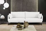 Modern 85" White and Black Fabric Sofa