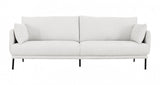 Modern 85" White and Black Fabric Sofa