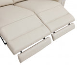65" Beige Italian Leather with Chrome Accents Reclining Love Seat