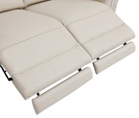 65" Beige Italian Leather and Stainless Reclining  Love Seat