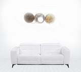 83" White Italian Leather Reclining Sofa