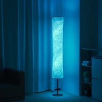 59" Color Changing LED White Column Smart Floor Lamp With White Rectangular Shade