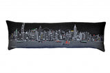 45" Black Hong Kong Nighttime Skyline Lumbar Decorative Pillow