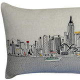 45" White Hong Kong Daylight Skyline Lumbar Decorative Pillow