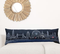 45" Black and White London Nighttime Skyline Lumbar Decorative Pillow