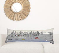 45" White NYC Daylight Skyline Lumbar Decorative Pillow