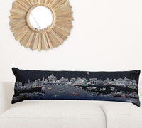45" Black Rome Nighttime Skyline Lumbar Decorative Pillow