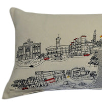 45" White Rome Daylight Skyline Lumbar Decorative Pillow
