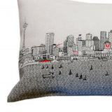 45" White Seattle Daylight Skyline Lumbar Decorative Pillow