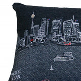 45" Black Sydney Nighttime Skyline Lumbar Decorative Pillow