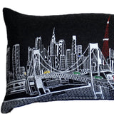 45" Black Tokyo Nighttime Skyline Lumbar Decorative Pillow