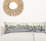 45" White Tokyo Daylight Skyline Lumbar Decorative Pillow